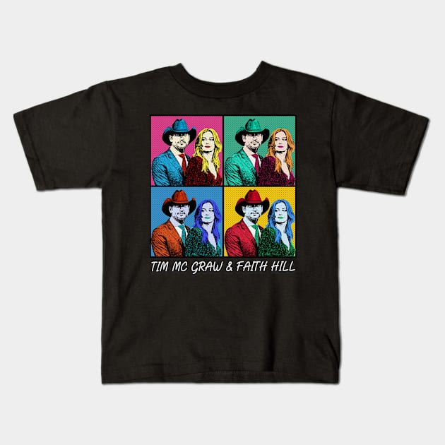 Tim McGraw & Faith Hill 80s Pop Art Style Kids T-Shirt by ArtGaul